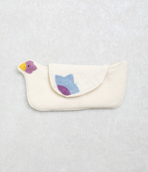 トリ刺繍メガネケース(ナチュラル-ONESIZE)