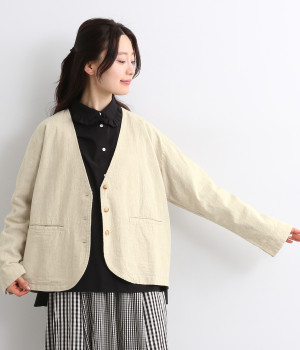ワンウォッシュリネンジャケット(ナチュラル-ONESIZE)