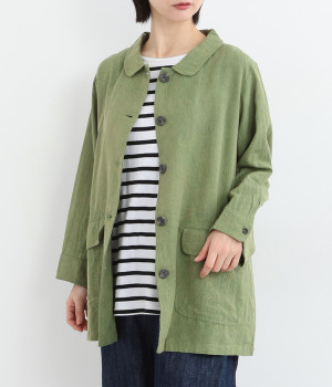 yawaraka インディゴ・ストーンウォッシュカバーオール(カーキ-ONESIZE)