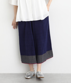 カディ・グラデーションボーダー・セルビッチワイドパンツ(ネイビー-ONESIZE)