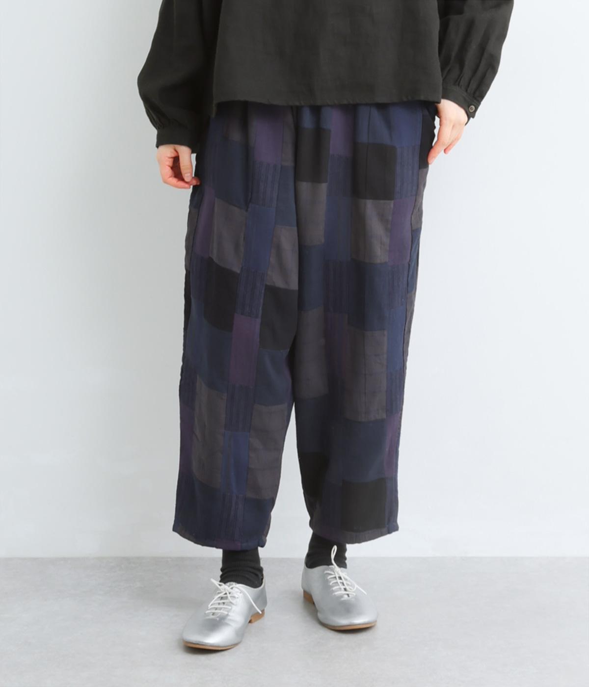 ゼロから紡ぎ余白をつなぐカディパッチワークラフパンツ(ネイビー-F)