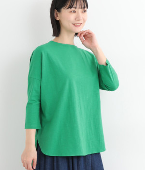コットンスラブ天竺Tシャツ(グリーン-ONESIZE)