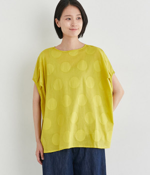 ドットカットジャカードコットン2wayブラウス(イエロー-ONESIZE)