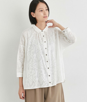 たわわに実ったnutsカットジャカードシャツブラウス(ナチュラル-ONESIZE)