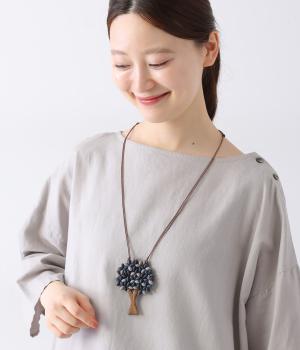 ウッドそろばんツリーネックレス(パープル-ONESIZE)