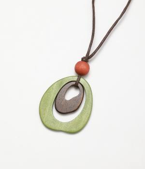 ウッドアボカドタイプネックレス(グリーン-ONESIZE)