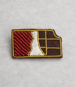 ザリ刺繍ブローチ(チョコレート-F)