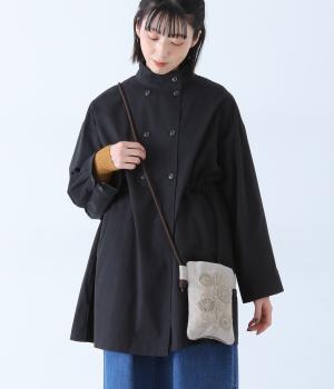 フラワー刺繍ポシェット(ベージュ-F)