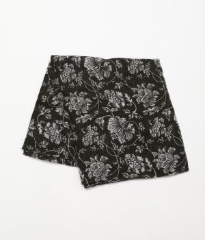 ウールフラワープリントショール(ブラック-ONESIZE)