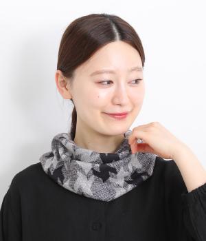 幾何学柄スヌード(グレー-ONESIZE)