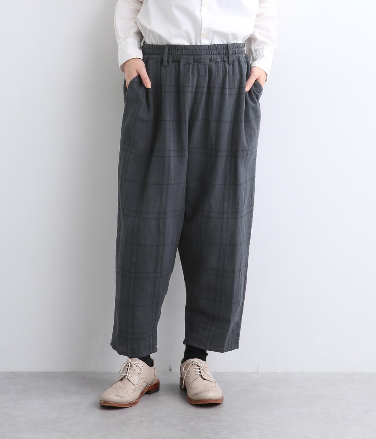 ウィンドウペン・チェックコットンラフパンツ(チャコール-ONESIZE)