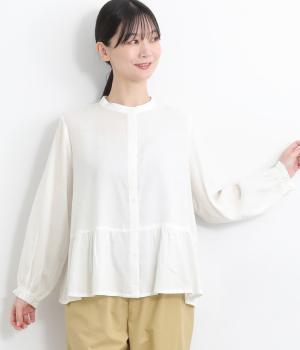 ソフトコットンツイルブラウス(ホワイト-ONESIZE)