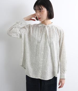 レオパードドットプリントドビーブラウス