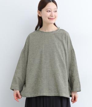 コットンリネンchidori-goushiブラウス(ブラック-ONESIZE)