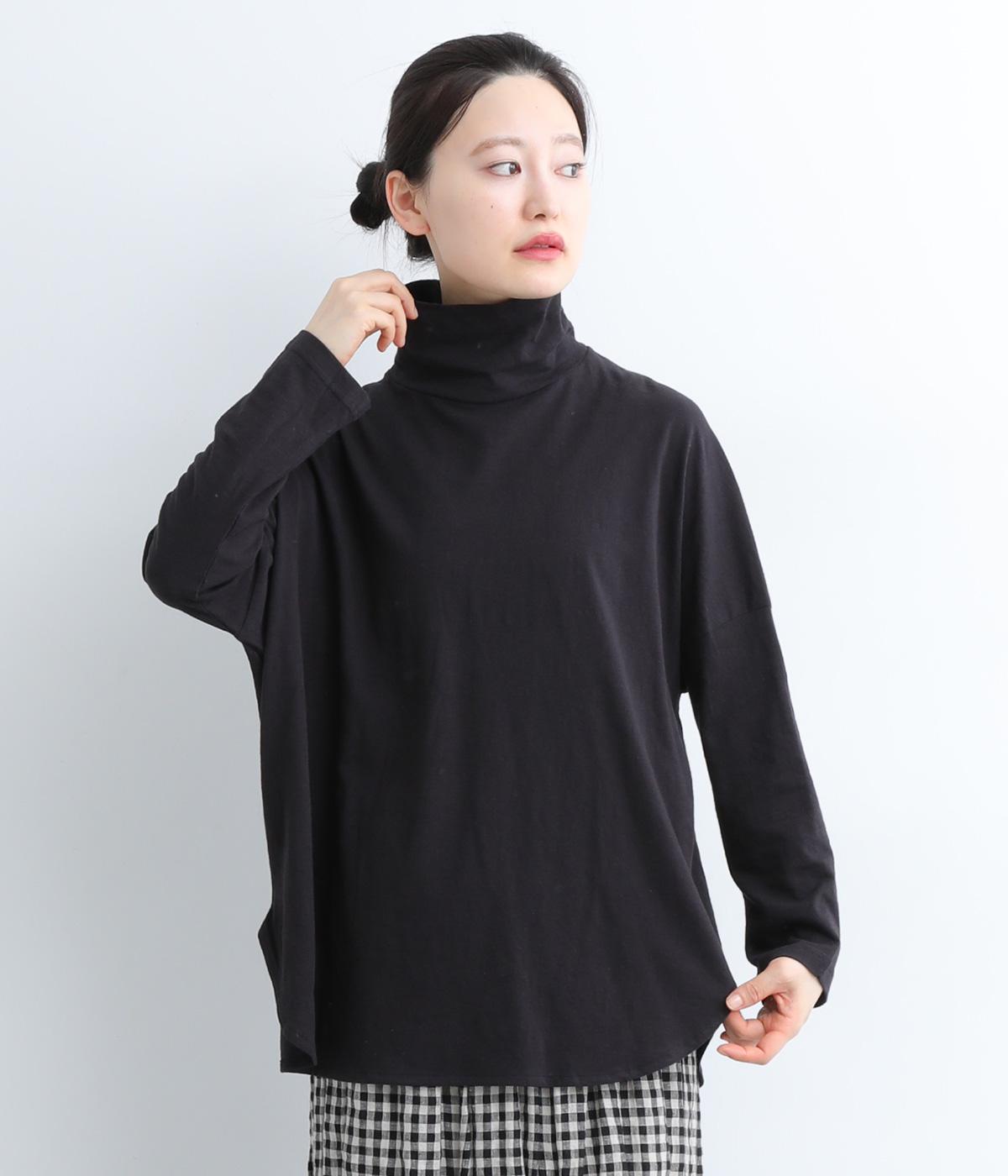 コットンスラブ天竺タートルTシャツ(ブラック-ONESIZE)