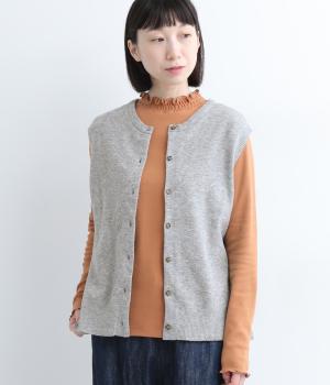 かのこ編み再生ポリエステルニット2wayベスト(グレー-F)
