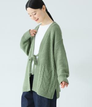 ウールブレンドケーブルニットカーディガン