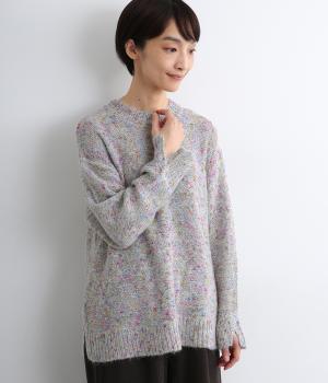 ウールブレンドカラフルネップヤーンプルオーバー(ピンク-F)