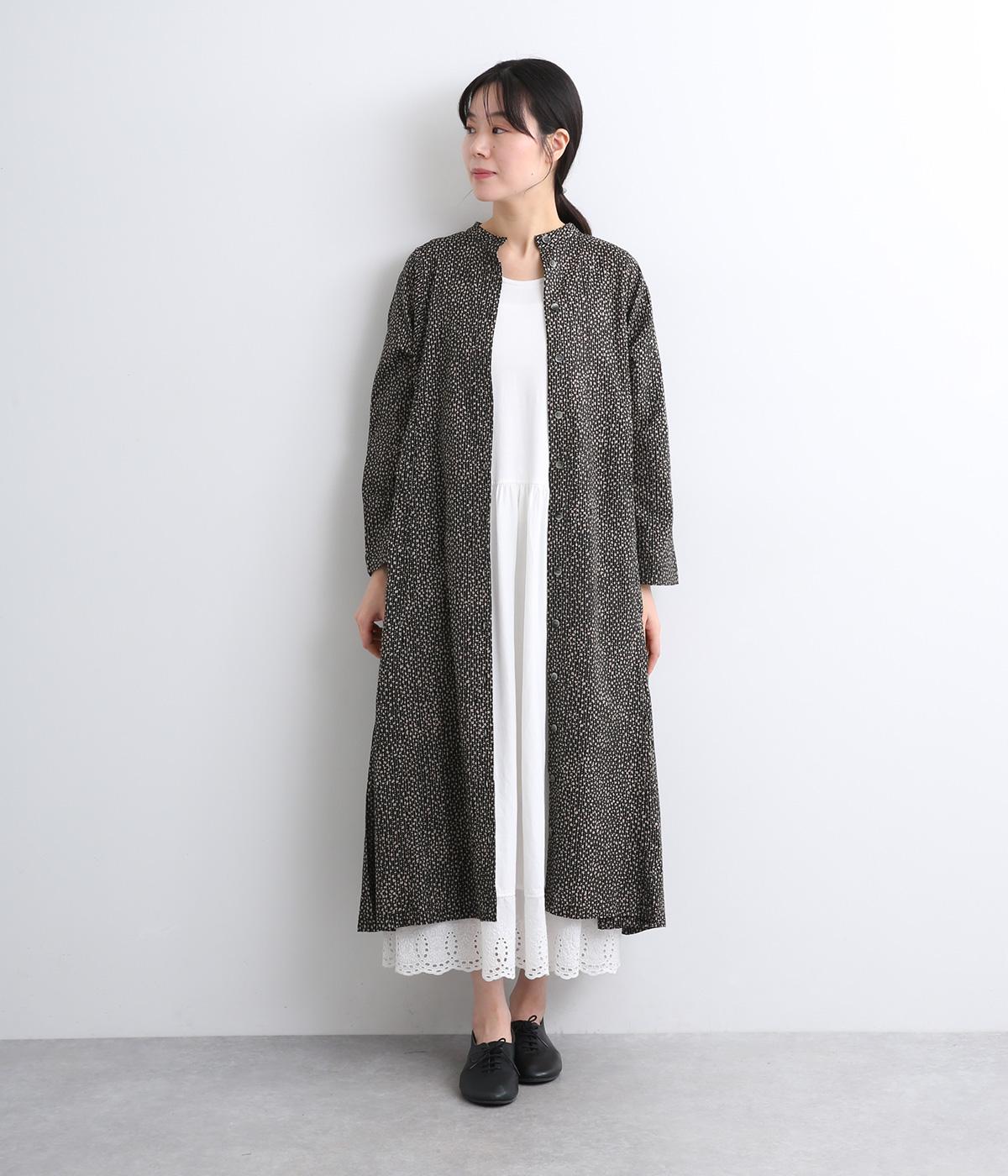 レオパードドットプリントドビー前開ワンピース(ブラック-ONESIZE)