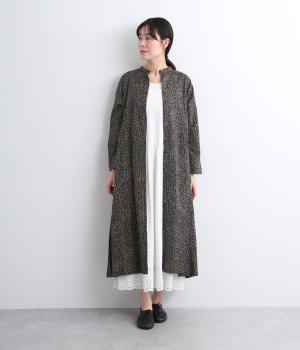 レオパードドットプリントドビー前開ワンピース(ブラック-ONESIZE)