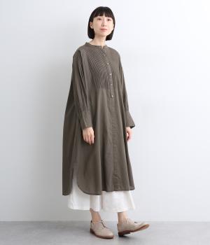 ピンタックコットンシャツワンピース