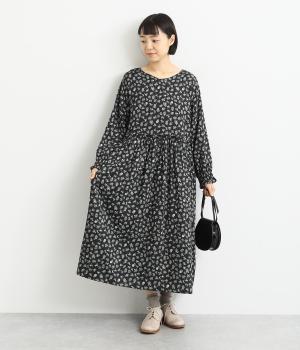 ミニフラワープリントコットン2wayワンピース(ブラック-ONESIZE)