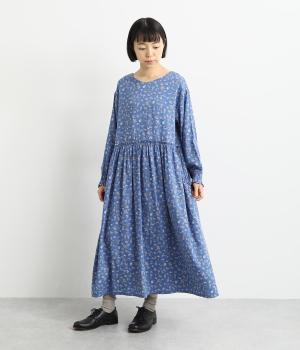 ミニフラワープリントコットン2wayワンピース(ブルー-ONESIZE)