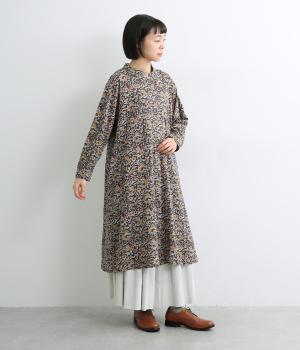 カラムカリ・プリントジャージシャツワンピース(ブラック-ONESIZE)
