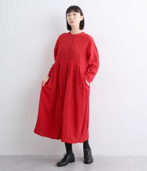 起毛コットンツイルクリンクル2wayワンピース(レッド-F)