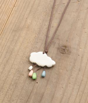 ウッド雲としずくネックレス