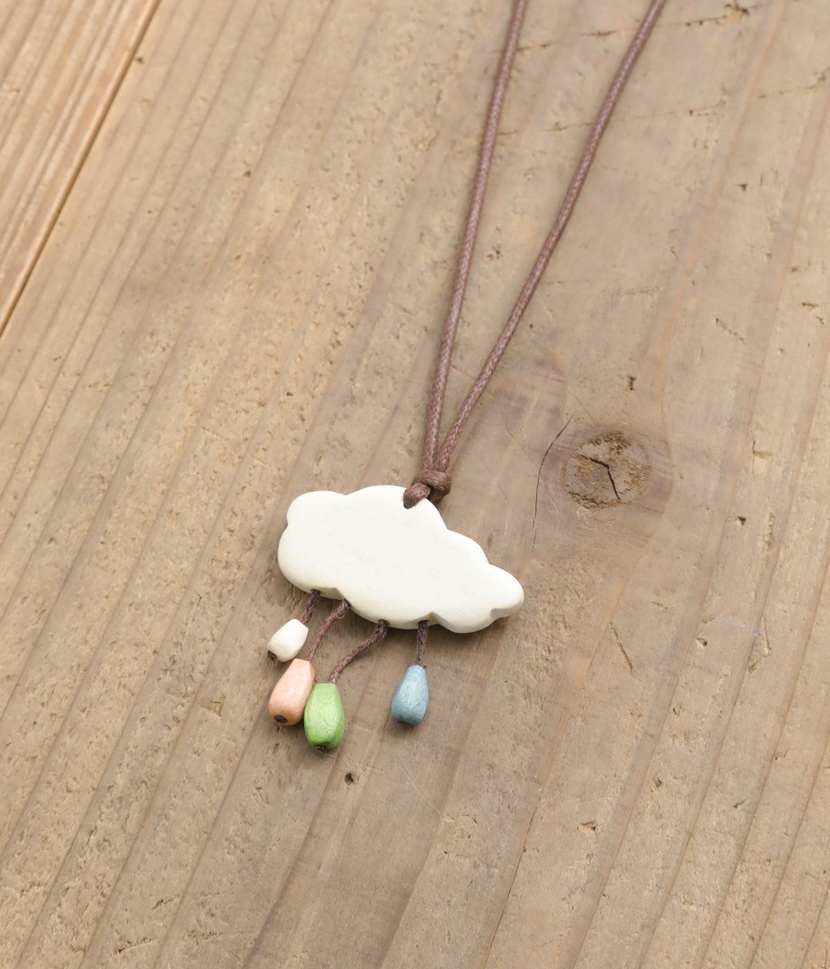 ウッド雲としずくネックレス(ホワイト-F)