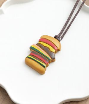ウッドハンバーガーネックレス(ミックス-F)