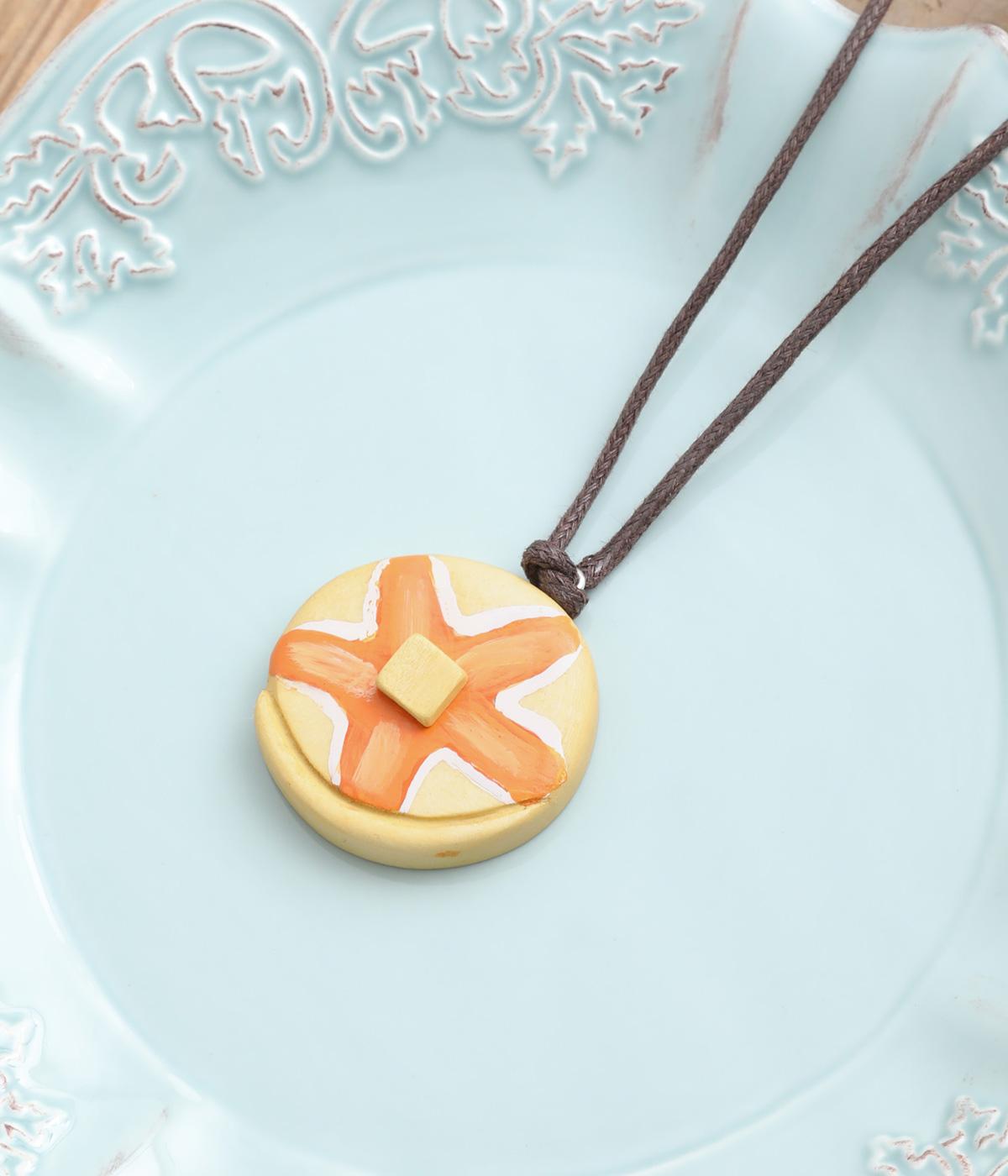 ウッドパンケーキネックレス(ベージュ-F)