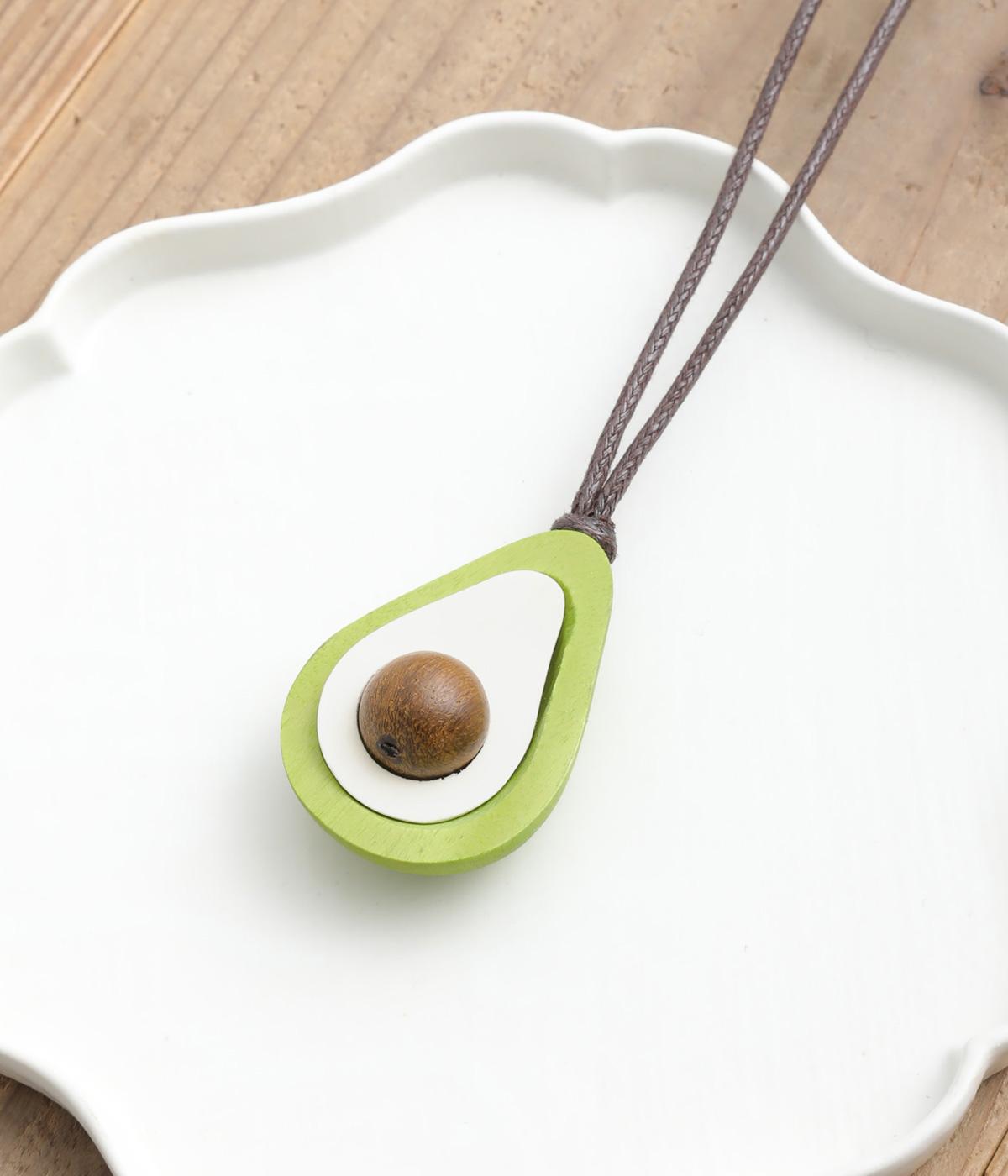 ウッド断面ネックレス(アボカド-F)