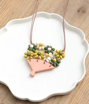ウッド花束ネックレス