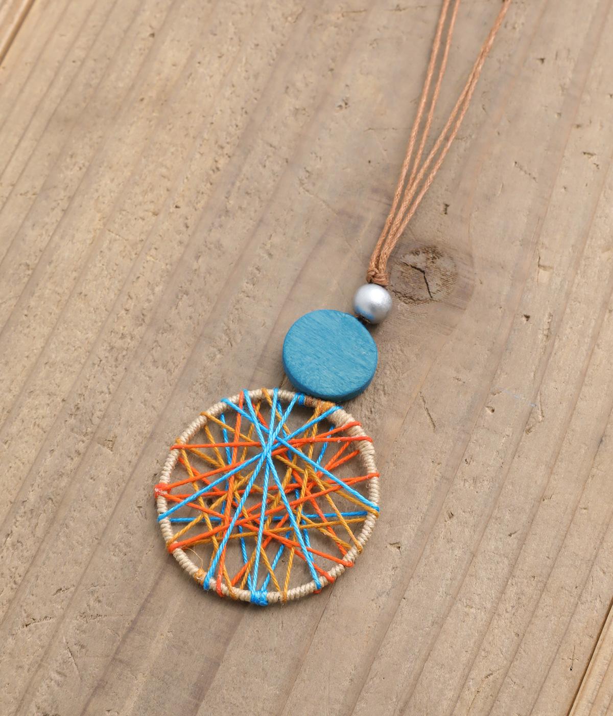 透かし糸かけネックレス(ブルー-F)