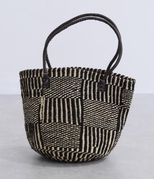 アクリル&サイザルバッグL(ブラック-F)