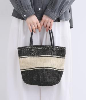 サイザルバッグ(モノトーン)Mボーダー