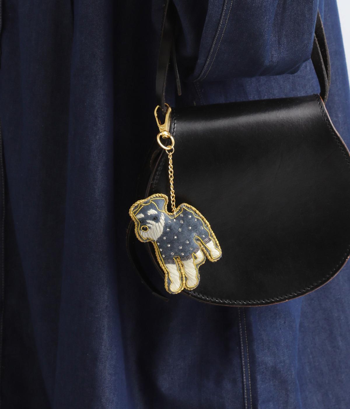 ザリ刺繍キーホルダー2(シュナウザー-F)