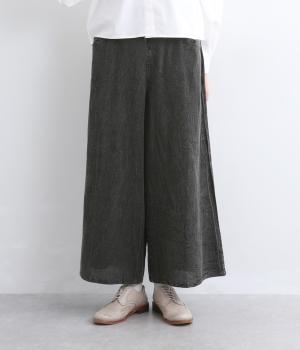 毎日履きたいリラックスコットンワイドパンツ(ブラック-F)