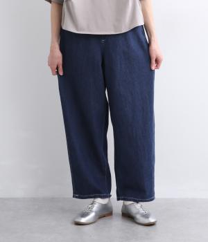 さらりと心地よいリネン混デニムバレルパンツ