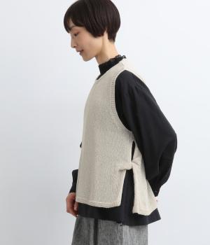 和紙ブークレホールガーメントデザインベスト(ベージュ-F)