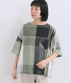 色々さわやかチェックコットンブラウス