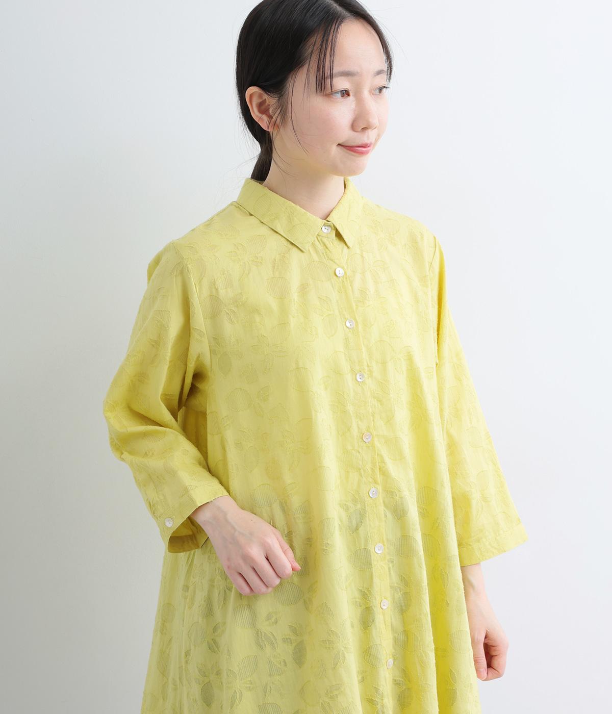 朝顔カットジャカードロングシャツ(マスタード-F)