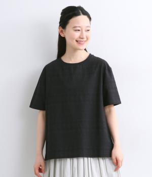 Tシャツのように着られる刺繍コットンプルオーバー(ブラック-F)