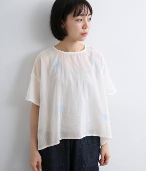 たんぽぽコットン毛刺繍ルーズブラウス(ナチュラル-F)