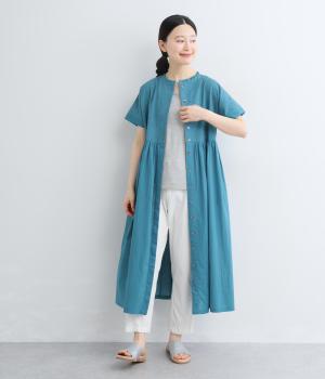 様々なボタニカル刺繍コットン2wayワンピース(ブルー-F)