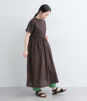 様々なボタニカル刺繍コットン2wayワンピース(チャコール-F)