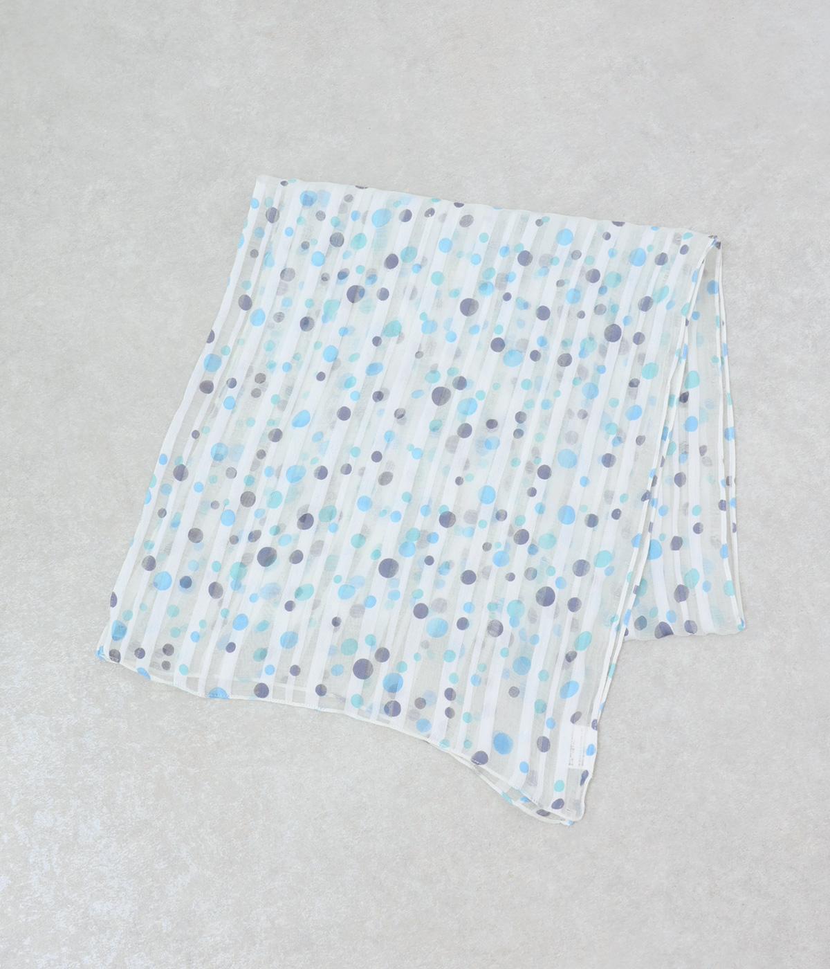 ドット柄プリント柄ショール(ブルー-F)