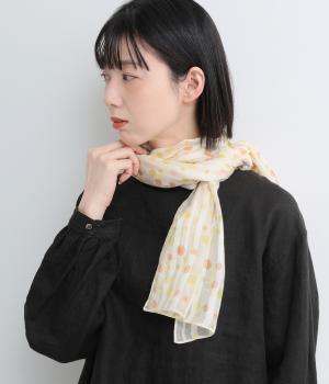 ドット柄プリント柄ショール(イエロー-F)
